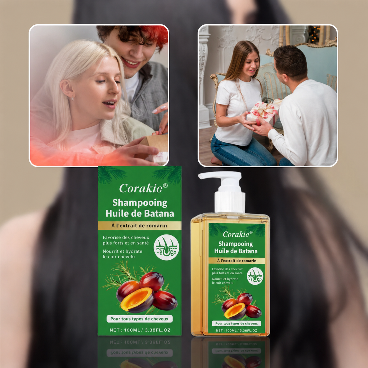 🌿Corakio® Shampooing à l’Huile de Batana & Extrait de Romarin — Aide à Renforcer les Racines et Revitaliser les Cheveux