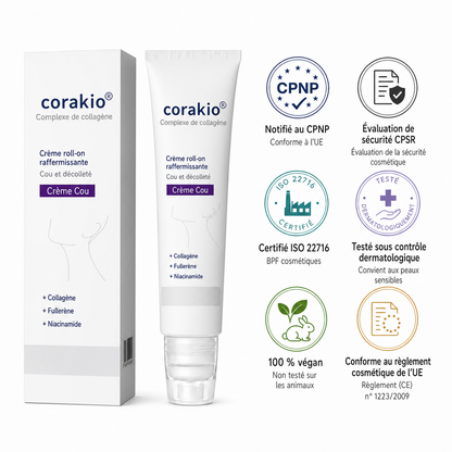 ⏳corakio® Crème Liftante Cou & Décolleté Roll-On