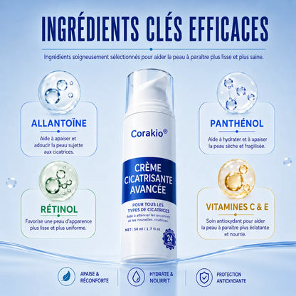 🆙✨corakio® Gel Avancé au Silicone pour Cicatrices – Crème Professionnelle Anti-Cicatrices pour Cicatrices Chirurgicales, Chéloïdes, Vergetures, Cicatrices de Césarienne & Réparation des Cicatrices Anciennes ou Récentes