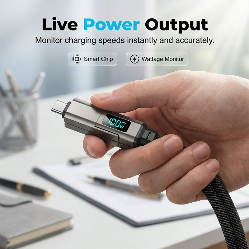 🆙Ⓜ️🔥4-in-1 Digital Display Keychain Charging Cable