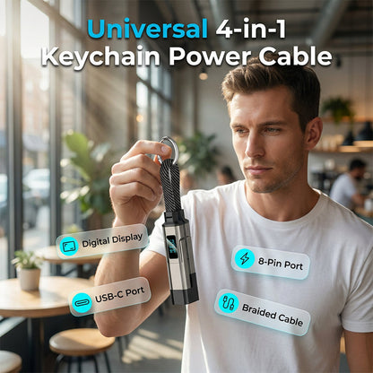 🆙Ⓜ️🔥4-in-1 Digital Display Keychain Charging Cable