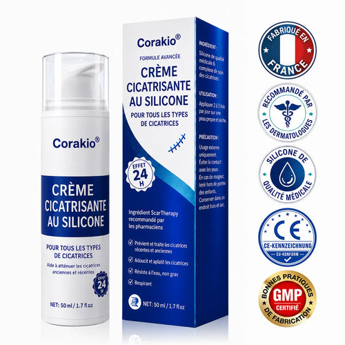 🆙✨corakio® Gel Avancé au Silicone pour Cicatrices – Crème Professionnelle Anti-Cicatrices pour Cicatrices Chirurgicales, Chéloïdes, Vergetures, Cicatrices de Césarienne & Réparation des Cicatrices Anciennes ou Récentes