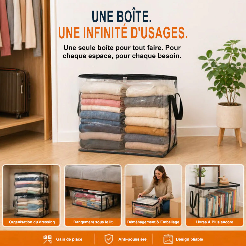 💕 VENTE FLASH — Boîte de Rangement Transparente XL 🧺 Gardez Votre Maison Organisée