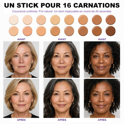🌟 Stick de fond de teint caméléon – Un teint éclatant et rajeuni pour les peaux matures