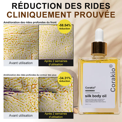 🪄Corakio® Silk Body Oil🍋 – Huile Raffermissante Corps Anti-Âge | Lisse, Lifte & Hydrate la Peau | Réduit les Rides & Restaure l’Élasticité Jeune