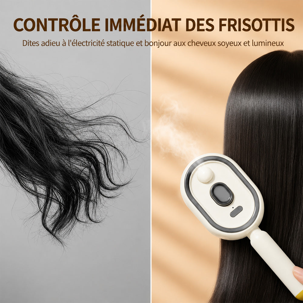 🫧Brosse Brume Capillaire Haute Technologie Corakio® — LED Rouge & Soin Vapeur pour une Densité Instantanée