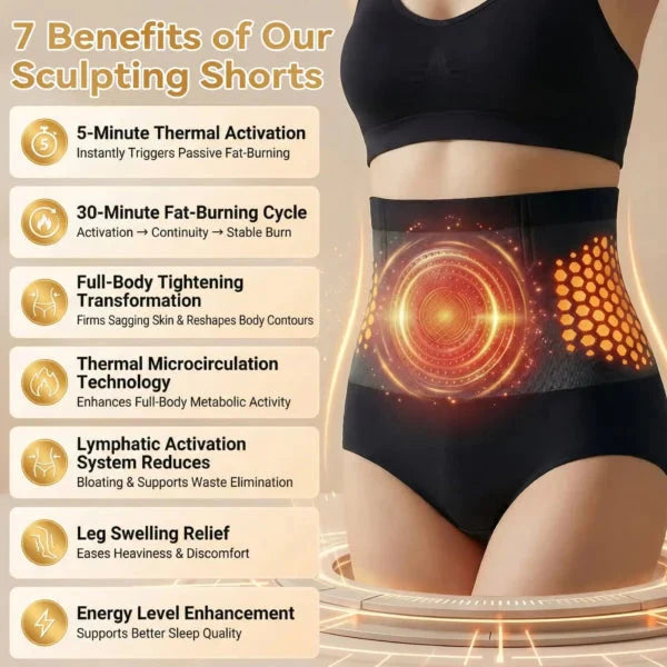 🔥Corakio® Short Sculptant Brûle-Graisse 4-En-1 : Technologie de Micro-Particules à Infusion de Moringa & Berbérine