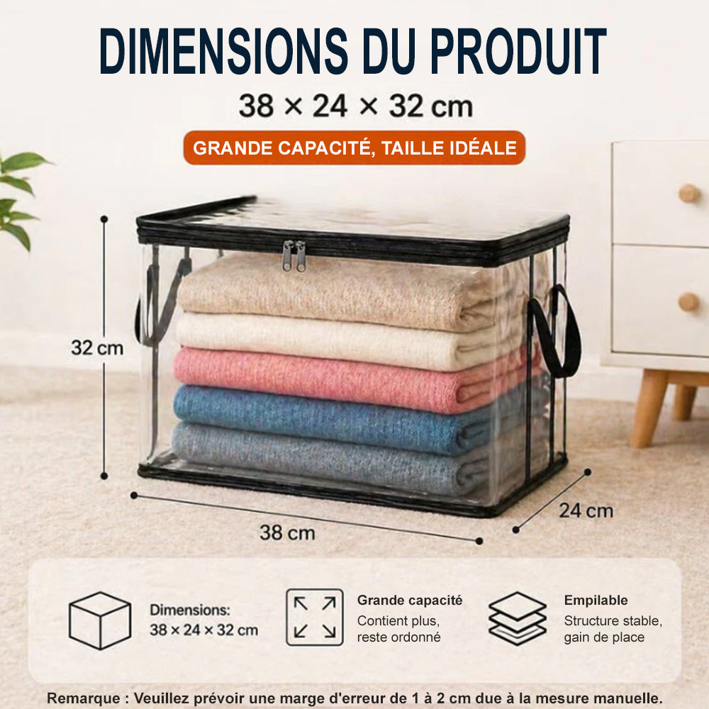 💕 VENTE FLASH — Boîte de Rangement Transparente XL 🧺 Gardez Votre Maison Organisée