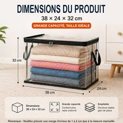 💕 VENTE FLASH — Boîte de Rangement Transparente XL 🧺 Gardez Votre Maison Organisée