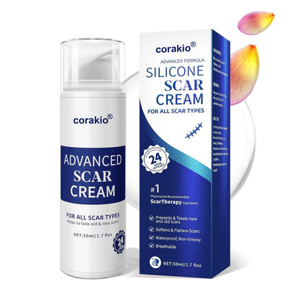 ✨corakio® Gel Avancé au Silicone pour Cicatrices – Crème Professionnelle Anti-Cicatrices pour Cicatrices Chirurgicales, Chéloïdes, Vergetures, Cicatrices de Césarienne & Réparation des Cicatrices Anciennes ou Récentes