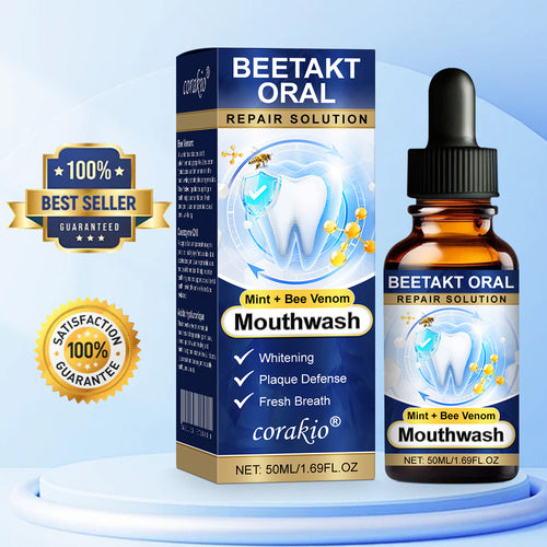 💡corakio® Soin Réparateur Buccal, Gouttes Concentrées au Venin d'Abeille contre le Déchaussement, Saignements & Plaque - Alternative au Bain de Bouche