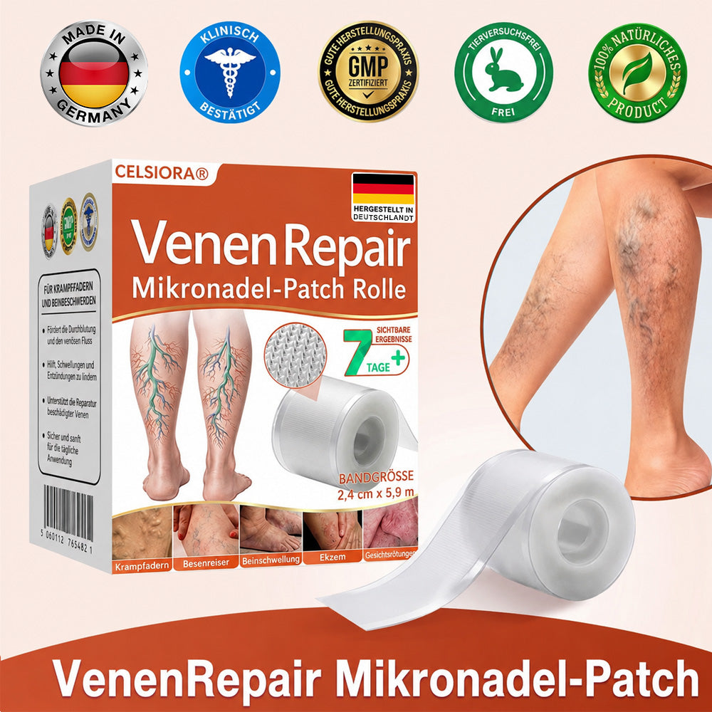 ✅ Celsiora® Vein Ease Microneedle-Pflegepflaster – Bei Besenreisern, Krampfadern, Schwellungen & müden Beinen | Nur heute 50 % Rabatt