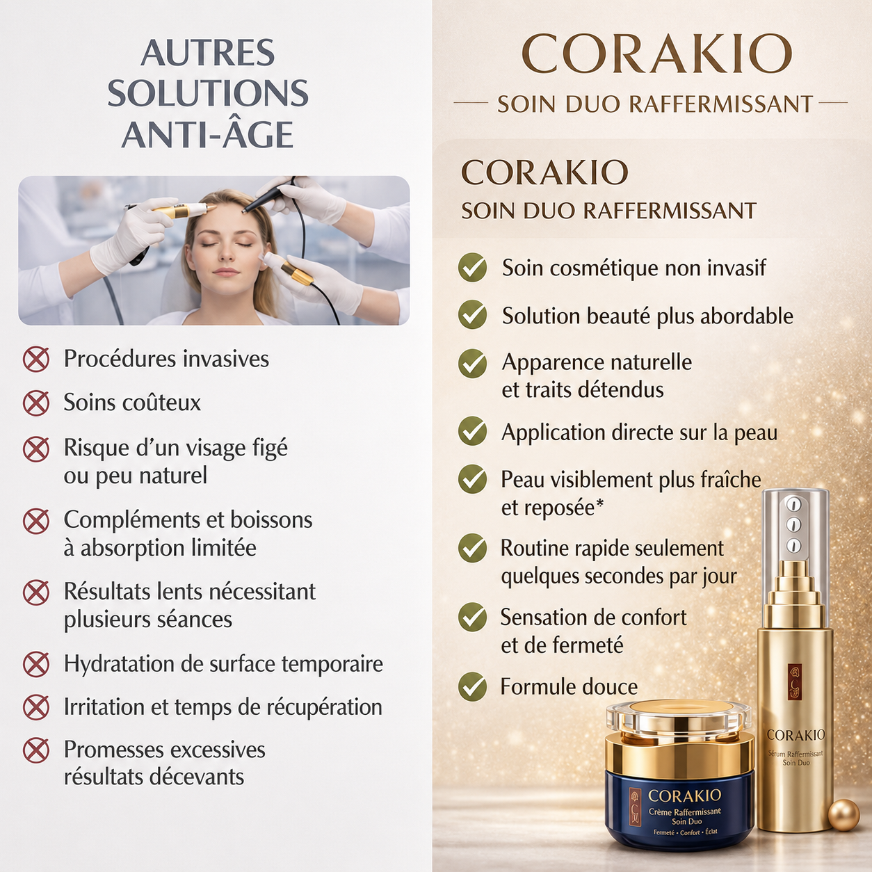 🌸Corakio® Crème Raffermissante Anti-Âge aux Polypeptides