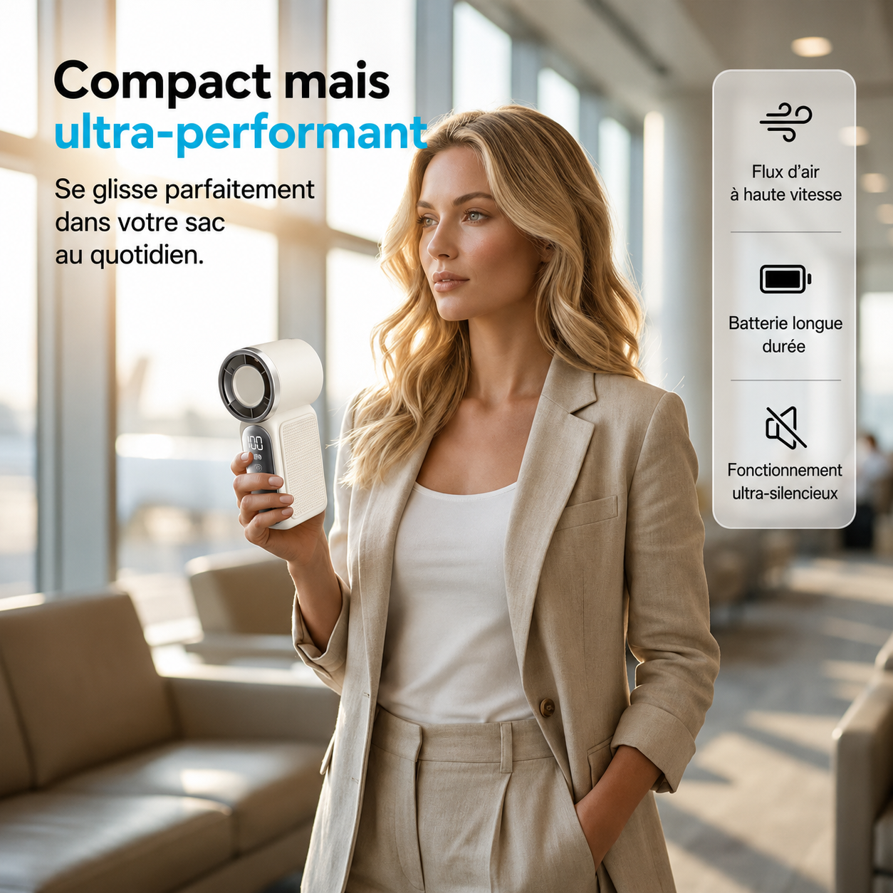 🫧Corakio® Mini Ventilateur Portable Rechargeable avec Base de Support pour Bureau