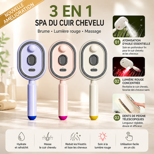 🪮Peigne de Massage Électrique pour le Cuir Chevelu avec Brume & Lumière Rouge