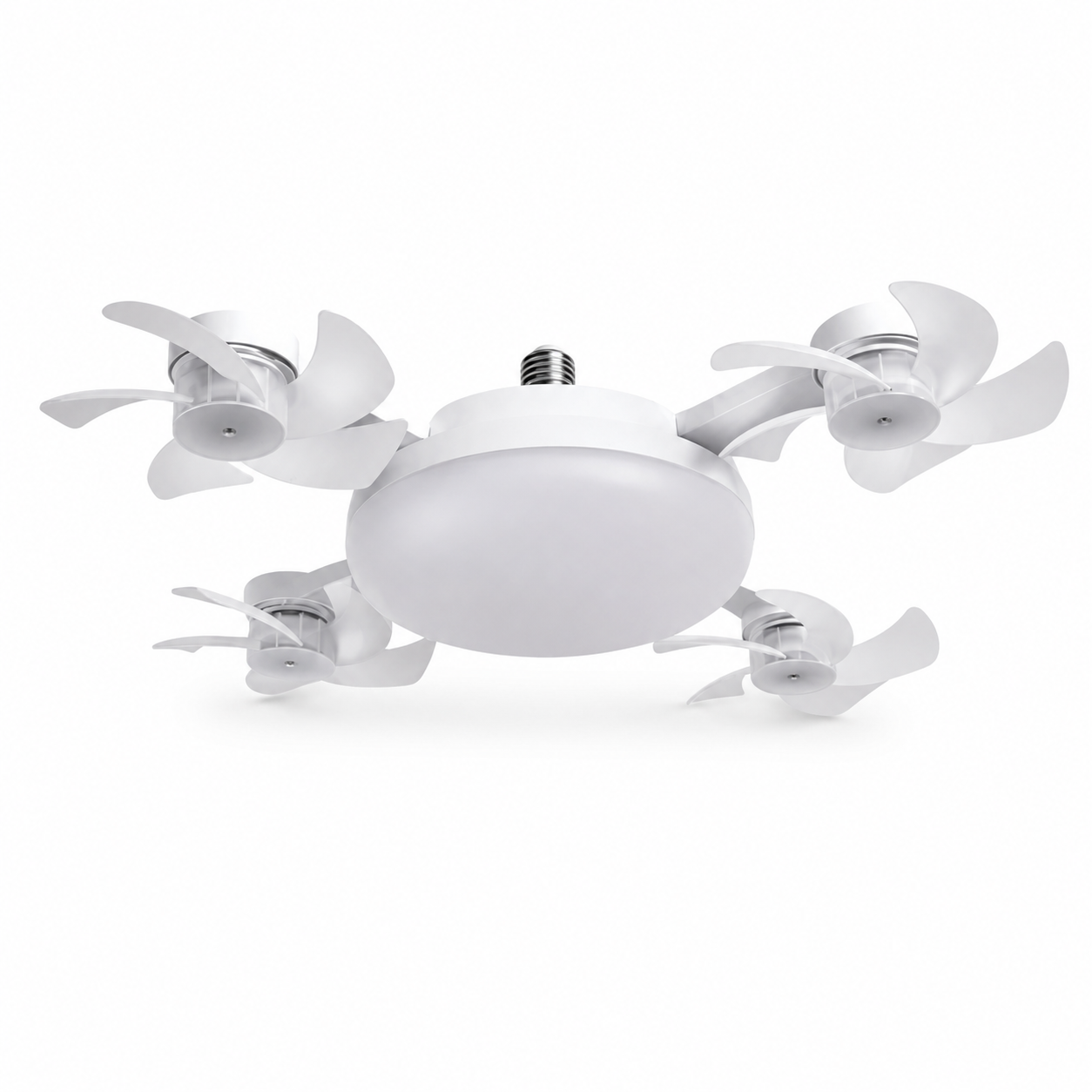 🌬️Corakio® Ventilateur de Plafond LED à Douille — Installation Sans Outils, Lumière Réglable & Air Frais