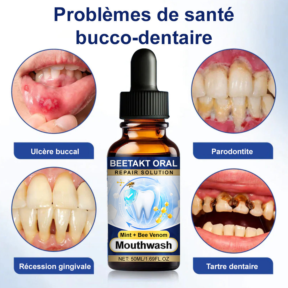 💡corakio® Soin Réparateur Buccal, Gouttes Concentrées au Venin d'Abeille contre le Déchaussement, Saignements & Plaque - Alternative au Bain de Bouche