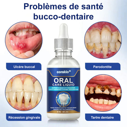 🦷🔥 Solution de Soins Buccaux – Traite efficacement les dommages à l'émail, l'inflammation gingivale, les maux de dents, la sensibilité dentaire, les saignements des gencives, la parodontite, les caries, les aphtes et la mauvaise haleine.