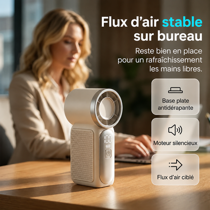 🫧Corakio® Mini Ventilateur Portable Rechargeable avec Base de Support pour Bureau