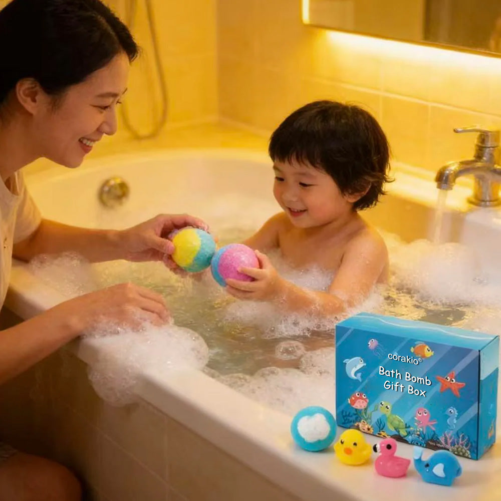 🛁🫧 corakio® Coffret Cadeau de Bombes de Bain pour Enfants – Transformez Chaque Bain en une Aventure Magique 🎁