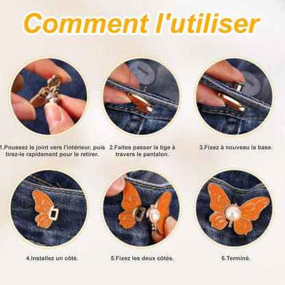 🆙🔥 8PCS – Pinces Papillon Ajuste-Taille
