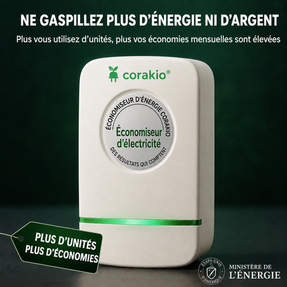 🔥 Best-seller – corakio® Économiseur d’électricité pour une alimentation plus stable & moins de gaspillage d’énergie – Prise UE