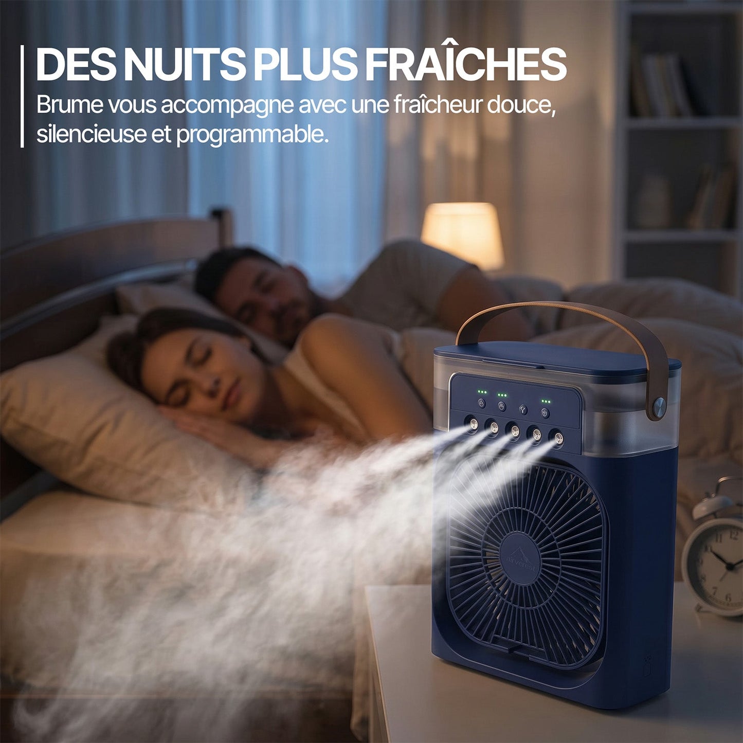 Ventilateur portable à brume avec compartiment à glace – Rafraîchissement instantané