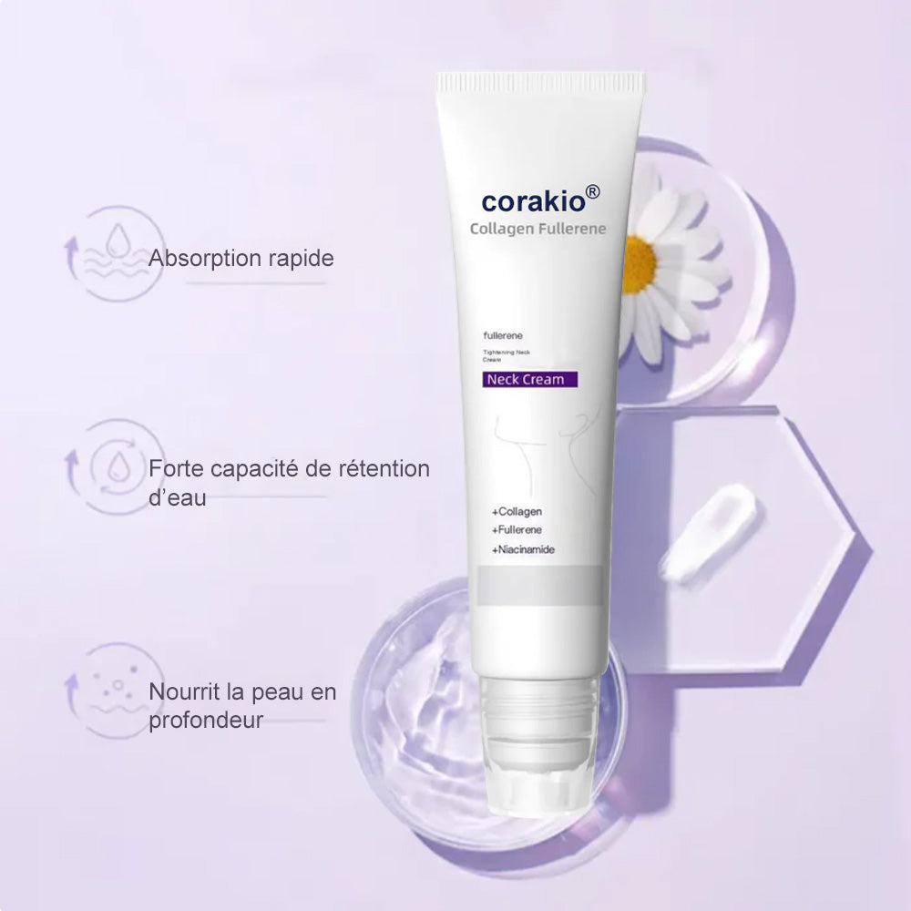 ✨corakio® Crème de massage pour le cou à rouleau ✨ Collagène & acide hyaluronique | Raffermit le cou, atténue l’apparence des rides et du double menton