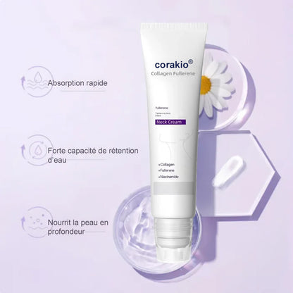 ✨corakio® Crème de massage pour le cou à rouleau ✨ Collagène & acide hyaluronique | Raffermit le cou, atténue l’apparence des rides et du double menton
