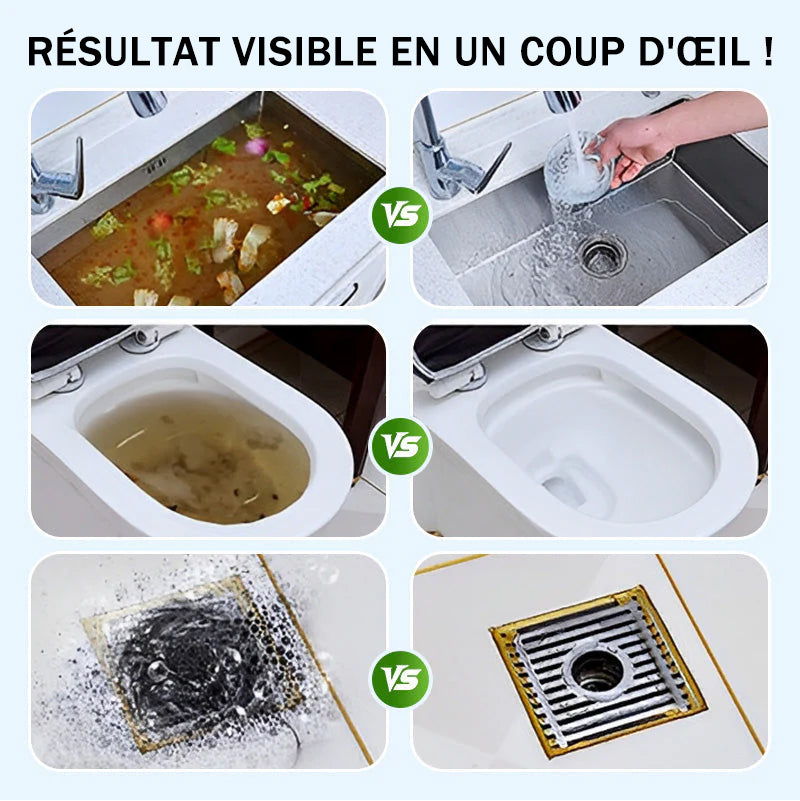 💥Poudre de nettoyage pour canalisations puissante au quotidien – Action rapide, sûre et douce pour cuisines, salles de bain et douches