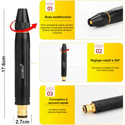 🚿 Pistolet à Eau Haute Pression – Nettoyage Puissant & Rapide pour Maison, Jardin & Voiture