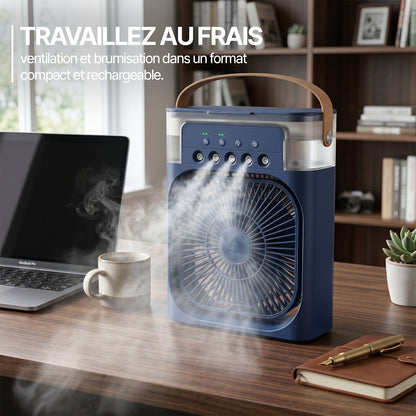 Ventilateur portable à brume avec compartiment à glace – Rafraîchissement instantané