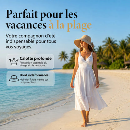 👒 Offre limitée : -50 % aujourd’hui ! ✨ Chapeau de soleil femme avec nœud – Large bord pour une protection élégante contre le soleil 🎀
