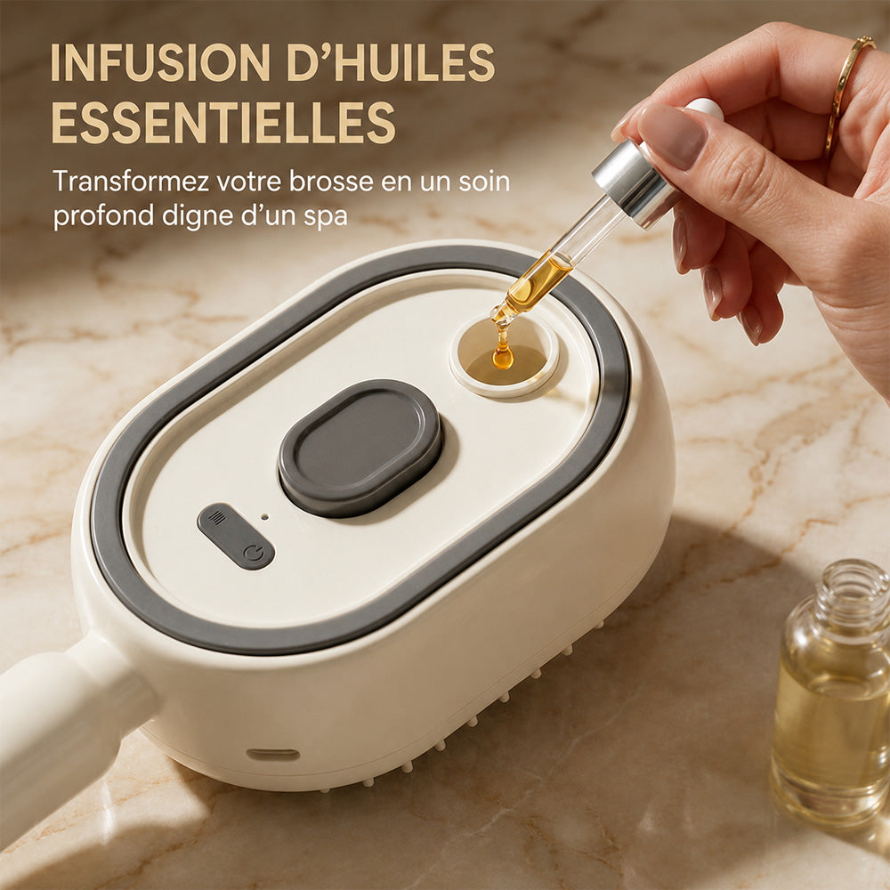 🫧Brosse Brume Capillaire Haute Technologie Corakio® — LED Rouge & Soin Vapeur pour une Densité Instantanée
