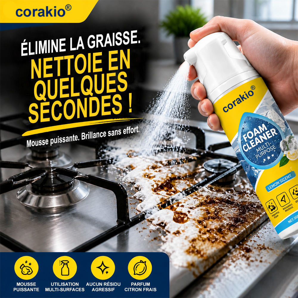 💞 Détachant & Dégraissant Corakio® – Mousse active, sans produits chimiques agressifs. Efficace sur le café, l'encre et la graisse. Un véritable nettoyant multi-usages. 🏠✅