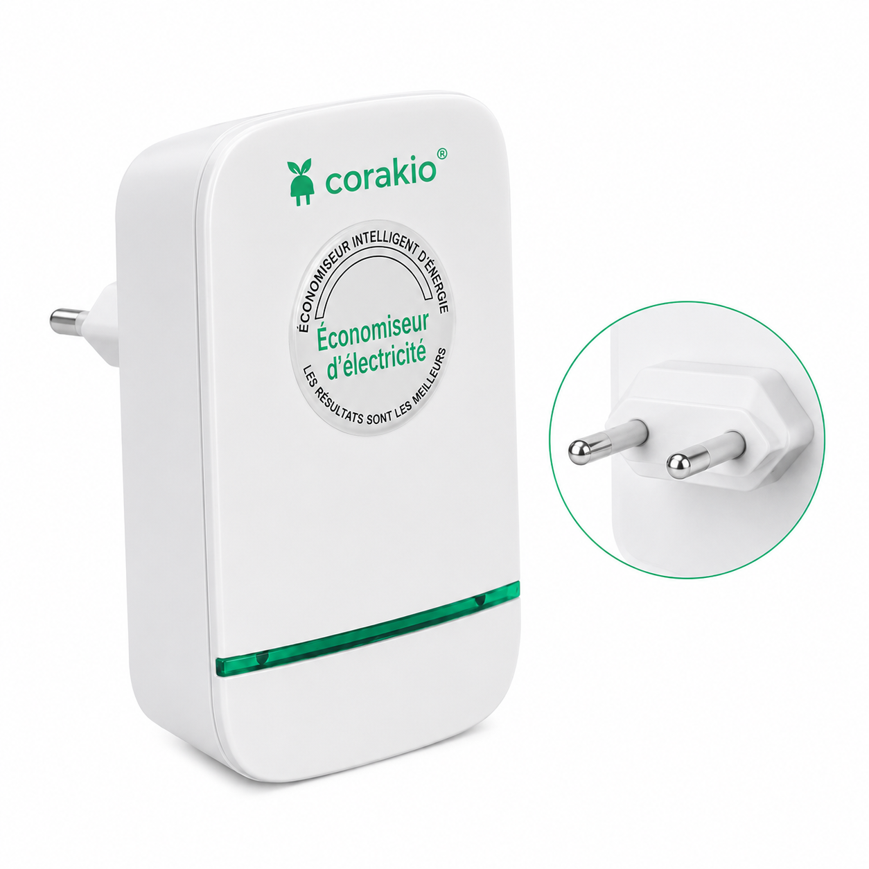 🔥 Best-seller – corakio® Économiseur d’électricité pour une alimentation plus stable & moins de gaspillage d’énergie – Prise UE