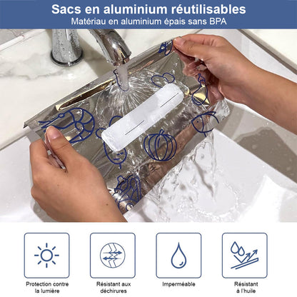 up🔥🔥 Sacs de conservation refermables en papier aluminium réutilisable — gardez vos aliments frais plus longtemps