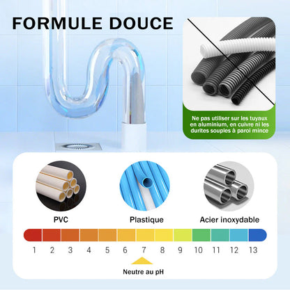 💥Poudre de nettoyage pour canalisations puissante au quotidien – Action rapide, sûre et douce pour cuisines, salles de bain et douches
