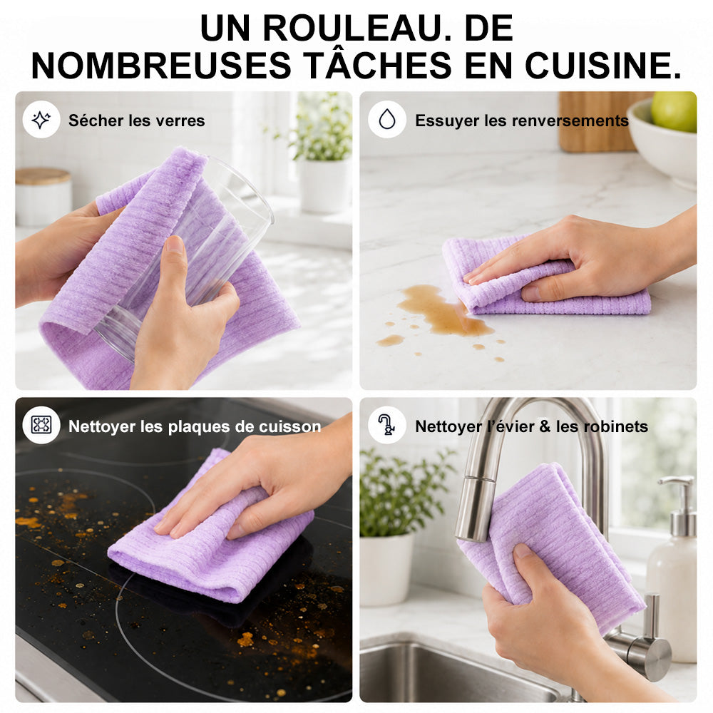 🏠 corakio® Chiffon Microfibre Déchirable – Nettoyez Sans Réutiliser de Chiffons Sales