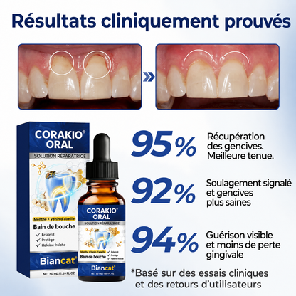 🦷 Corakio® Solution Bucco-Dentaire Réparatrice au Venin d’Abeille — Bain de Bouche Concentré pour Haleine Fraîche & Protection Anti-Plaque