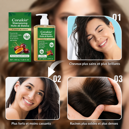 🌿Corakio® Shampooing à l’Huile de Batana & Extrait de Romarin — Aide à Renforcer les Racines et Revitaliser les Cheveux