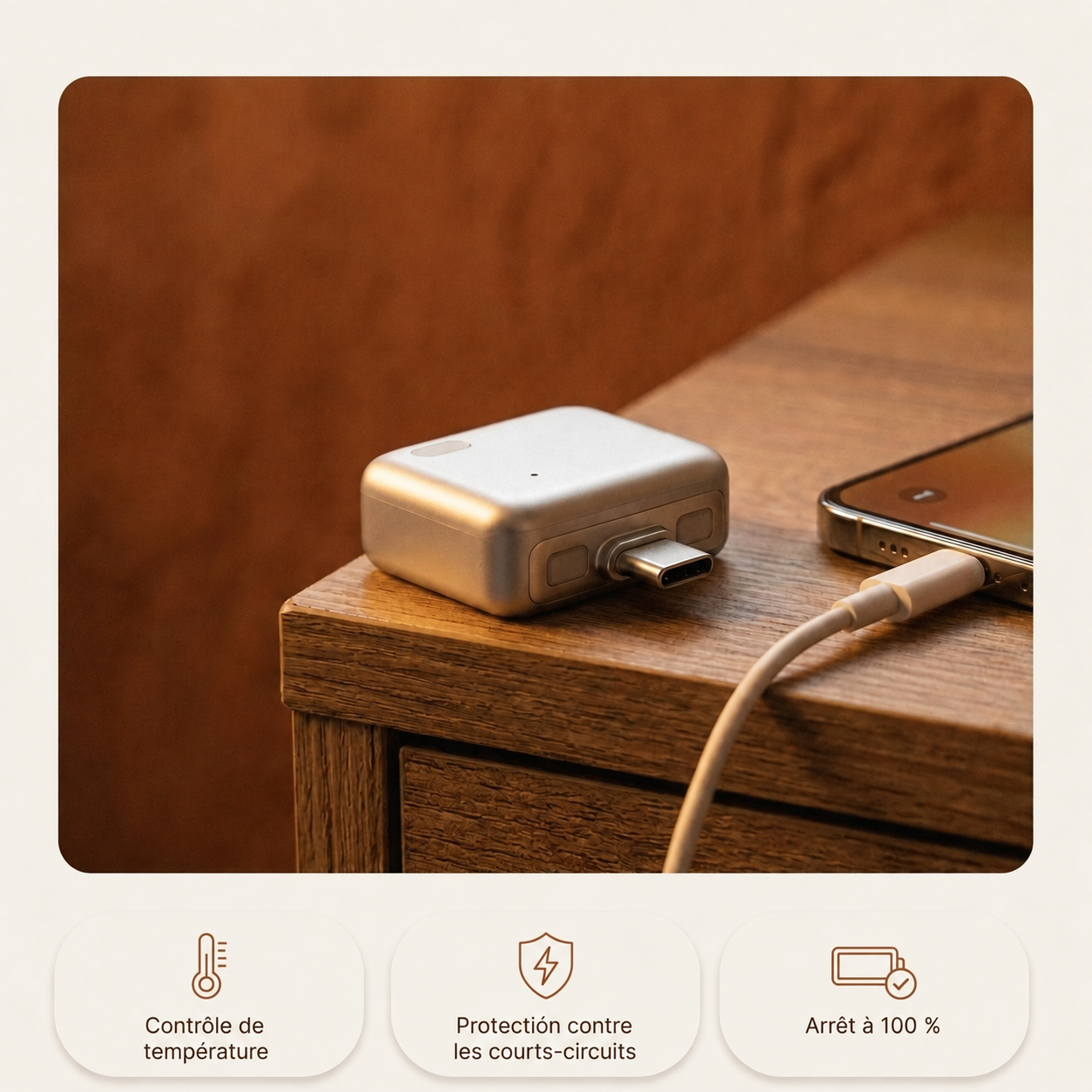 🛡️ Corakio® Protection de Charge Type-C à Déconnexion Automatique – Adaptateur Anti-Surcharge 140W pour une Charge de Nuit en Toute Sécurité