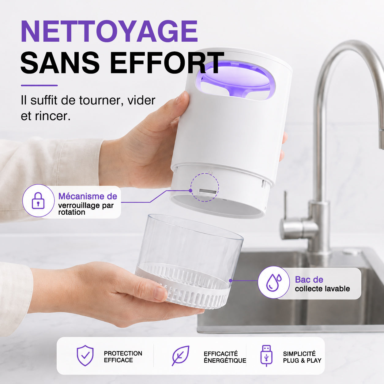 🦟 Lampe Anti-Moustiques UV USB – Protection Silencieuse & Sans Produits Chimiques 🌙