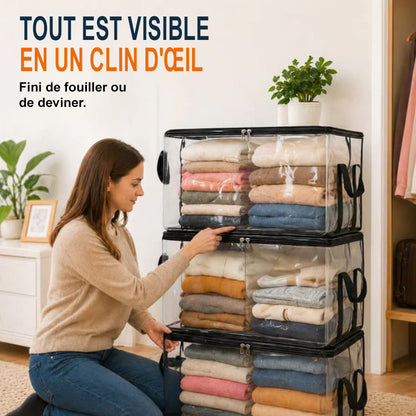 💕 VENTE FLASH — Boîte de Rangement Transparente XL 🧺 Gardez Votre Maison Organisée