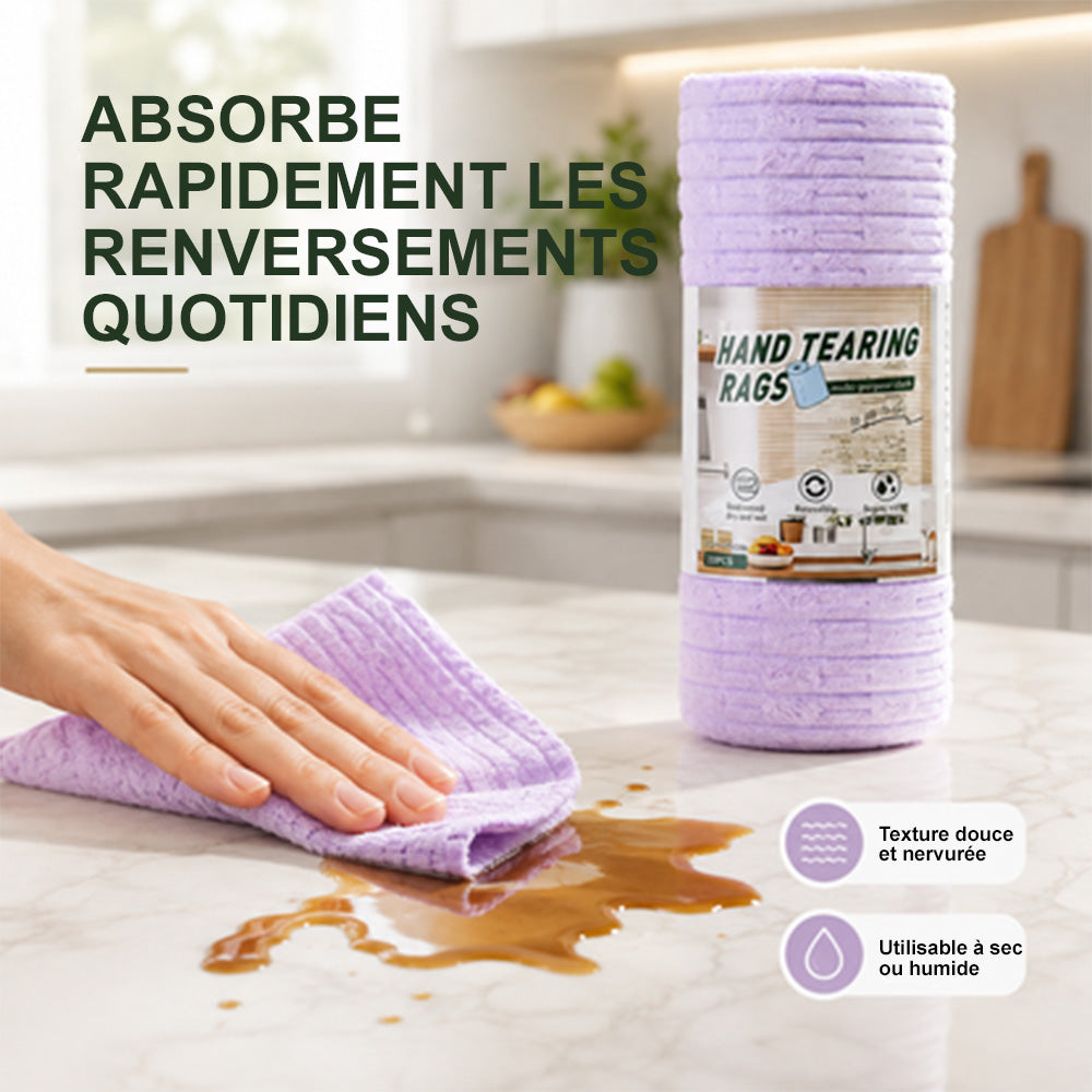 🏠 corakio® Chiffon Microfibre Déchirable – Nettoyez Sans Réutiliser de Chiffons Sales