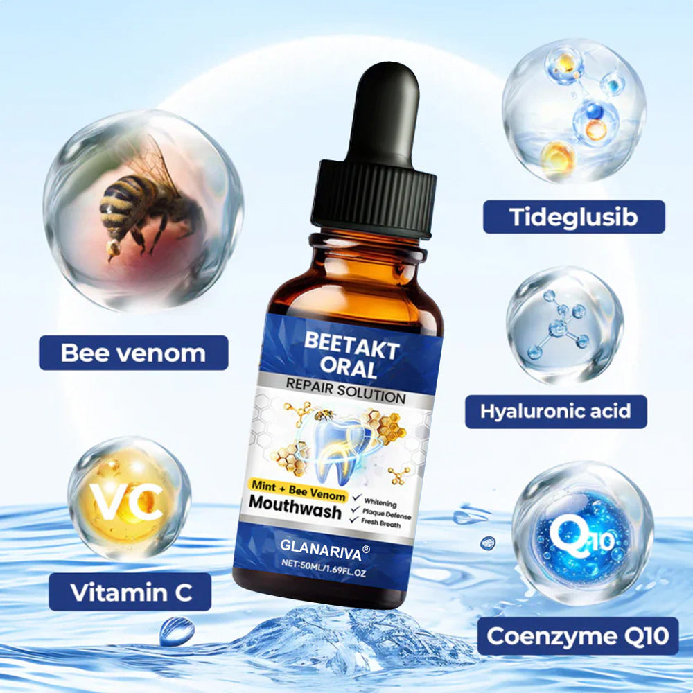 🆙 corakio® Soin Réparateur Buccal, Gouttes Concentrées au Venin d'Abeille contre le Déchaussement, Saignements & Plaque - Alternative au Bain de Bouche