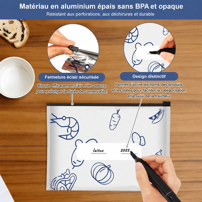 up🔥🔥 Sacs de conservation refermables en papier aluminium réutilisable — gardez vos aliments frais plus longtemps