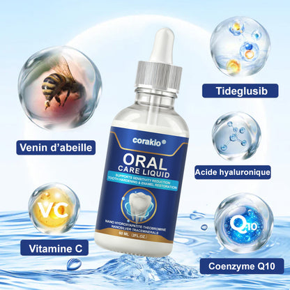 🦷🔥 Solution de Soins Buccaux – Traite efficacement les dommages à l'émail, l'inflammation gingivale, les maux de dents, la sensibilité dentaire, les saignements des gencives, la parodontite, les caries, les aphtes et la mauvaise haleine.