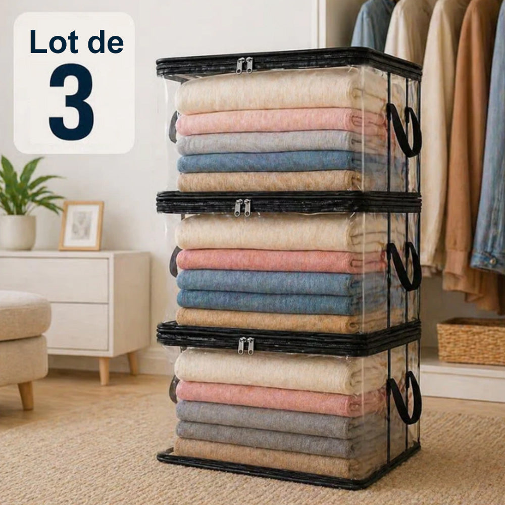 💕 VENTE FLASH — Boîte de Rangement Transparente XL 🧺 Gardez Votre Maison Organisée