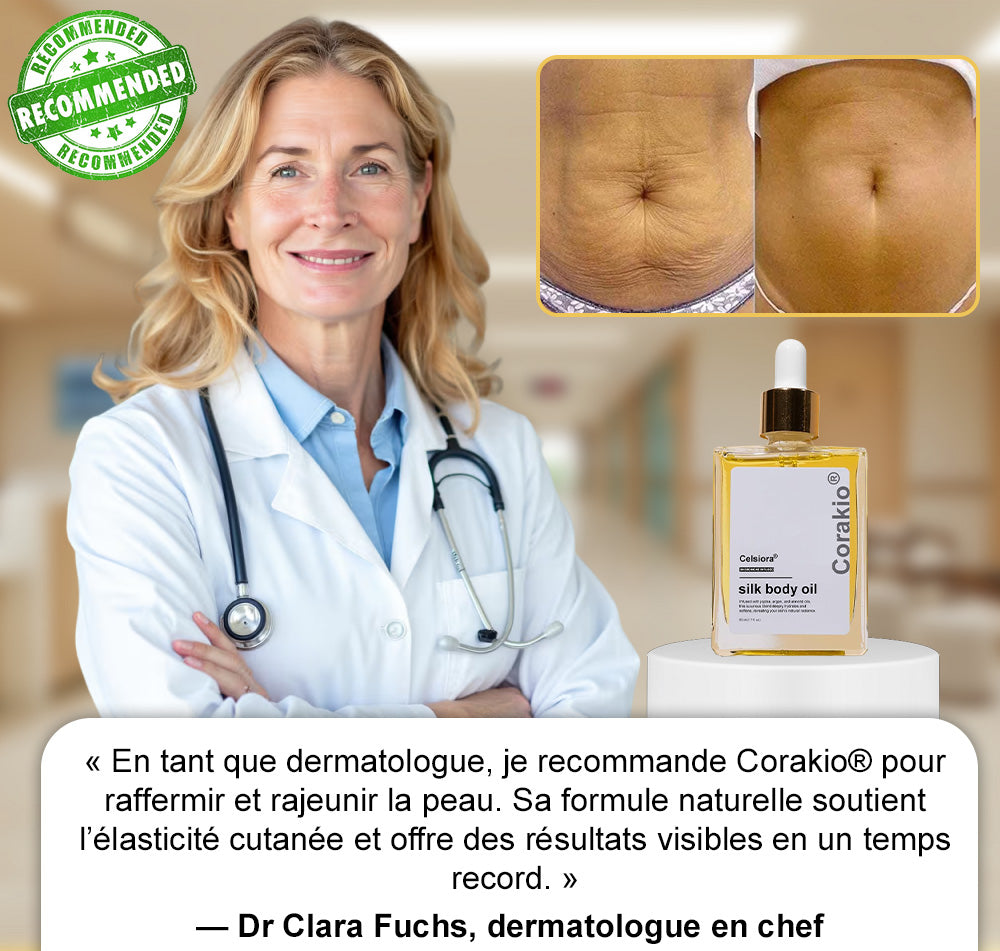 🪄Corakio® Silk Body Oil🍋 – Huile Raffermissante Corps Anti-Âge | Lisse, Lifte & Hydrate la Peau | Réduit les Rides & Restaure l’Élasticité Jeune